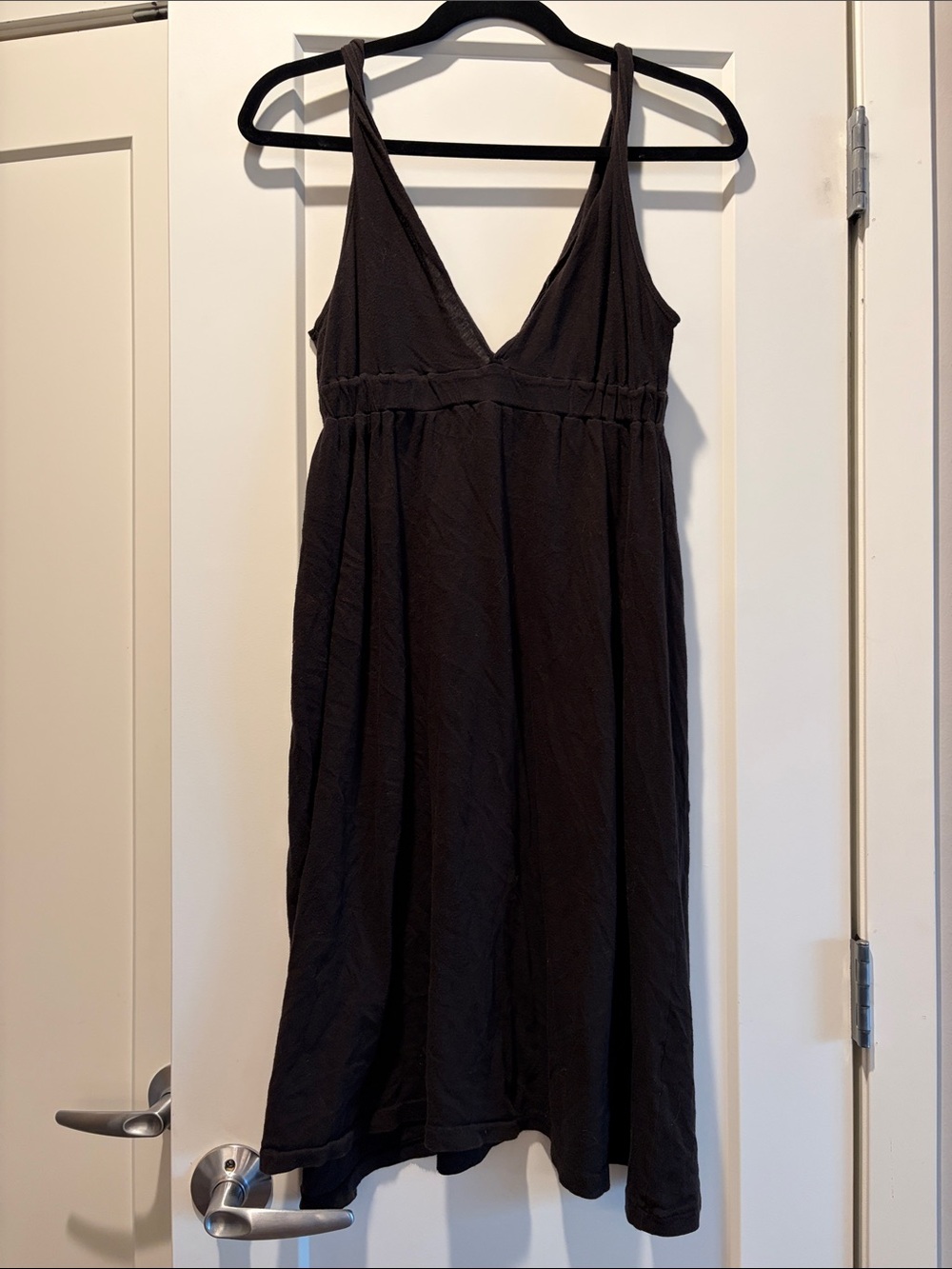 Alternative apparel black cotton tank dress with empire stretch detailing sz M